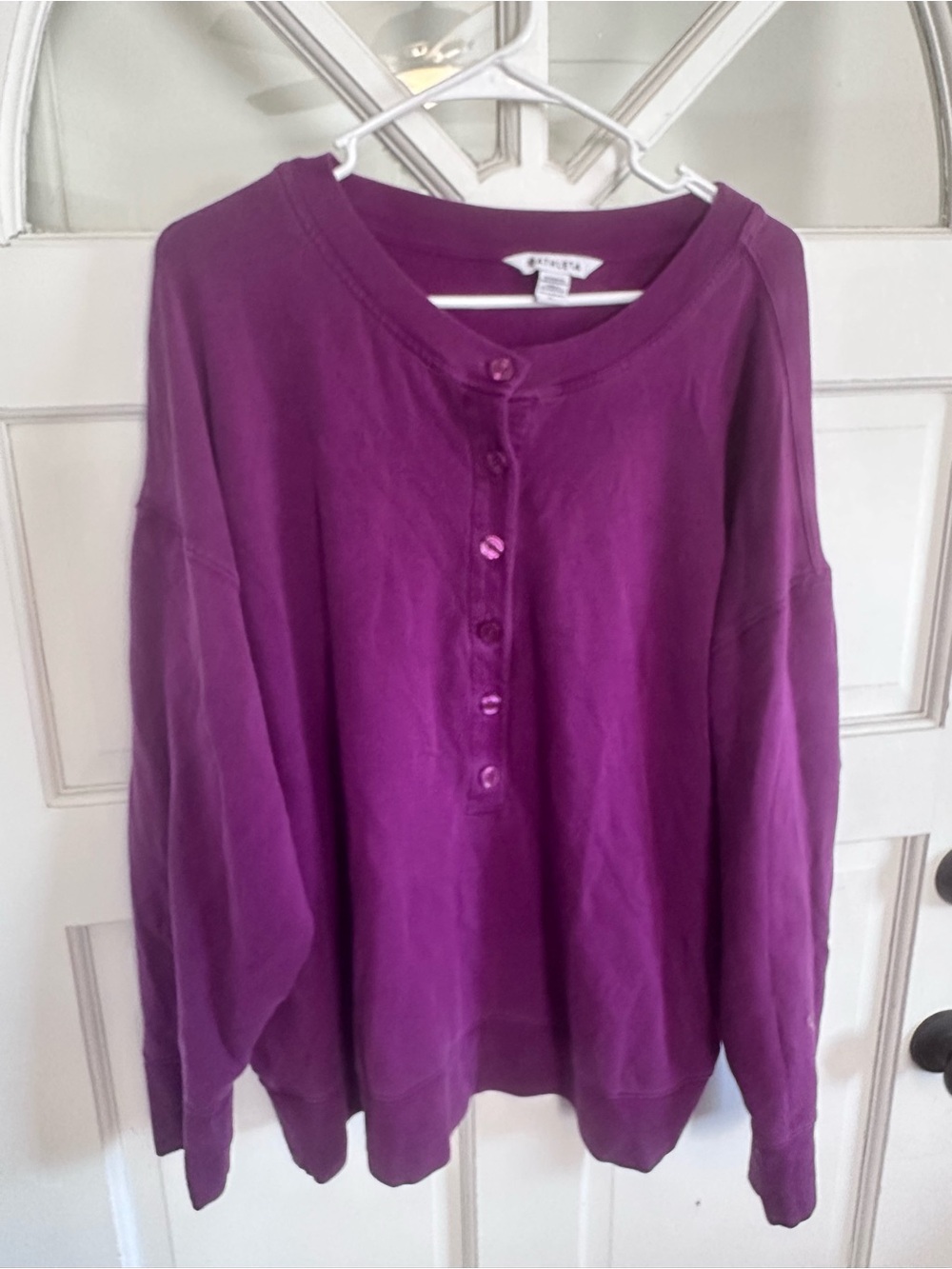 Athleta Plum Button-Up Henley Sweatshirt